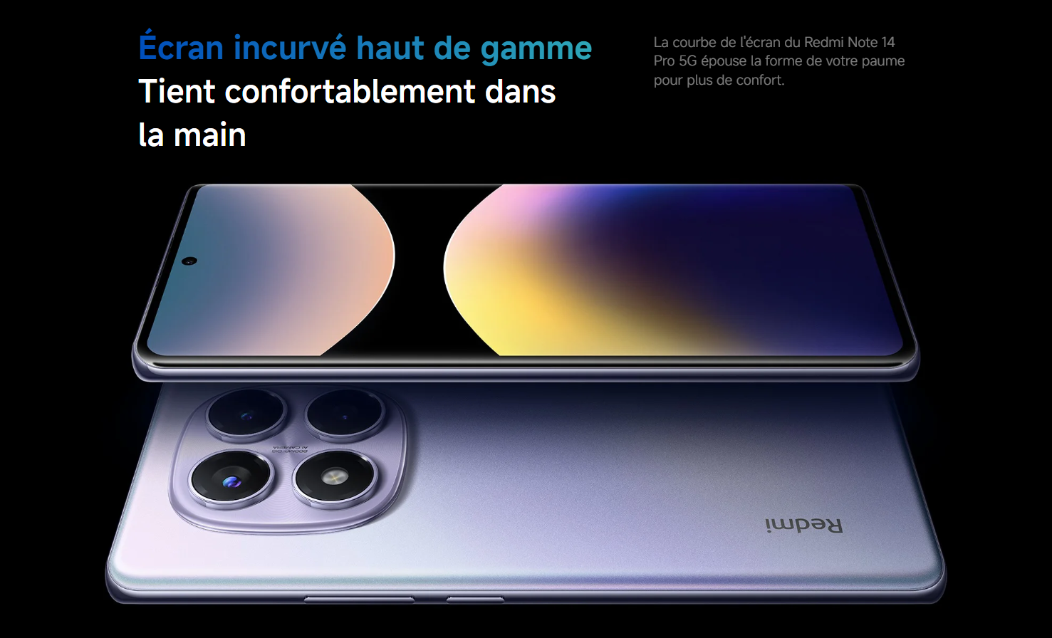 Détail de l'écran incurvé haut de gamme, offrant une prise en main confortable et une expérience visuelle immersive.